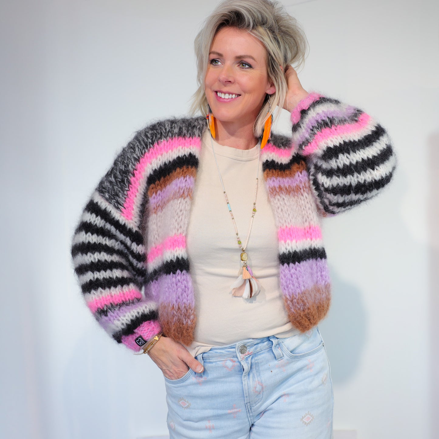 Strickanleitung – Short Chunky Mohair Cardigan Alex No.12 (ENG-NL-DE)