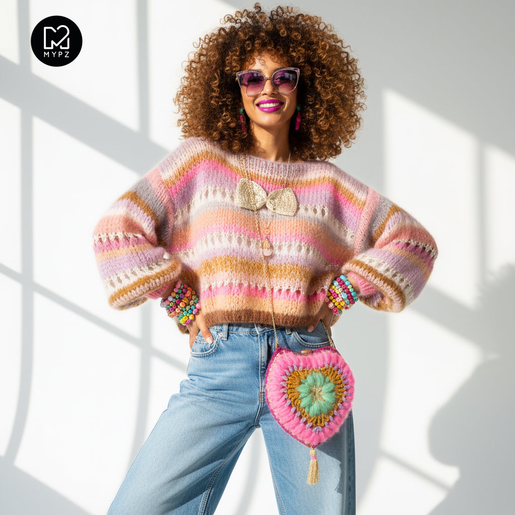 Strickanleitung – Chunky Mohair Pullover Bijoux No.12 (ENG-NL-DE)