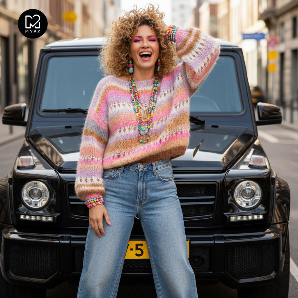 Strickanleitung – Chunky Mohair Pullover Bijoux No.12 (ENG-NL-DE)