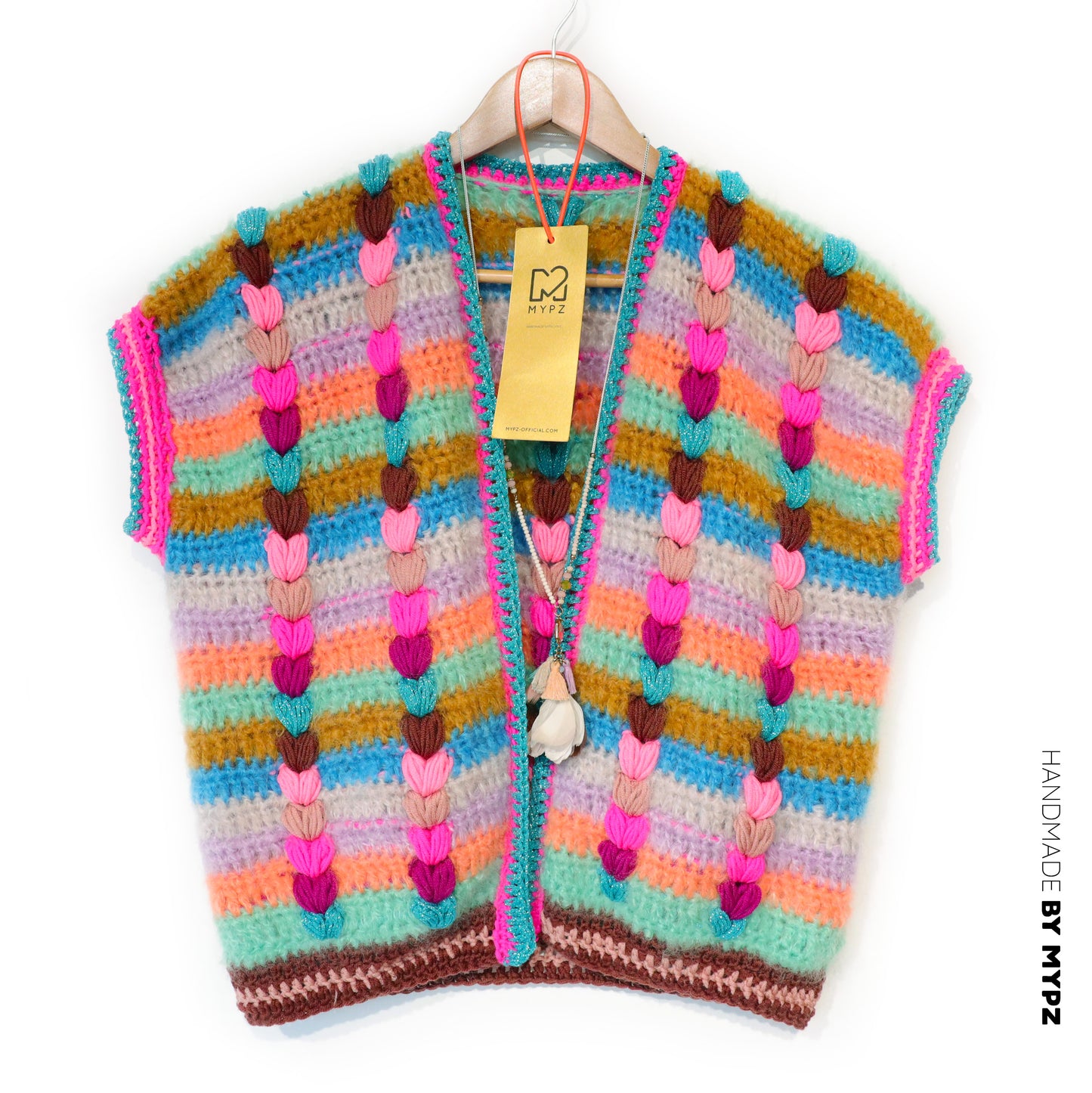 Hakelanleitung - Chunky Mohair-merino vest Heartbeat (ENG-NL-DE)