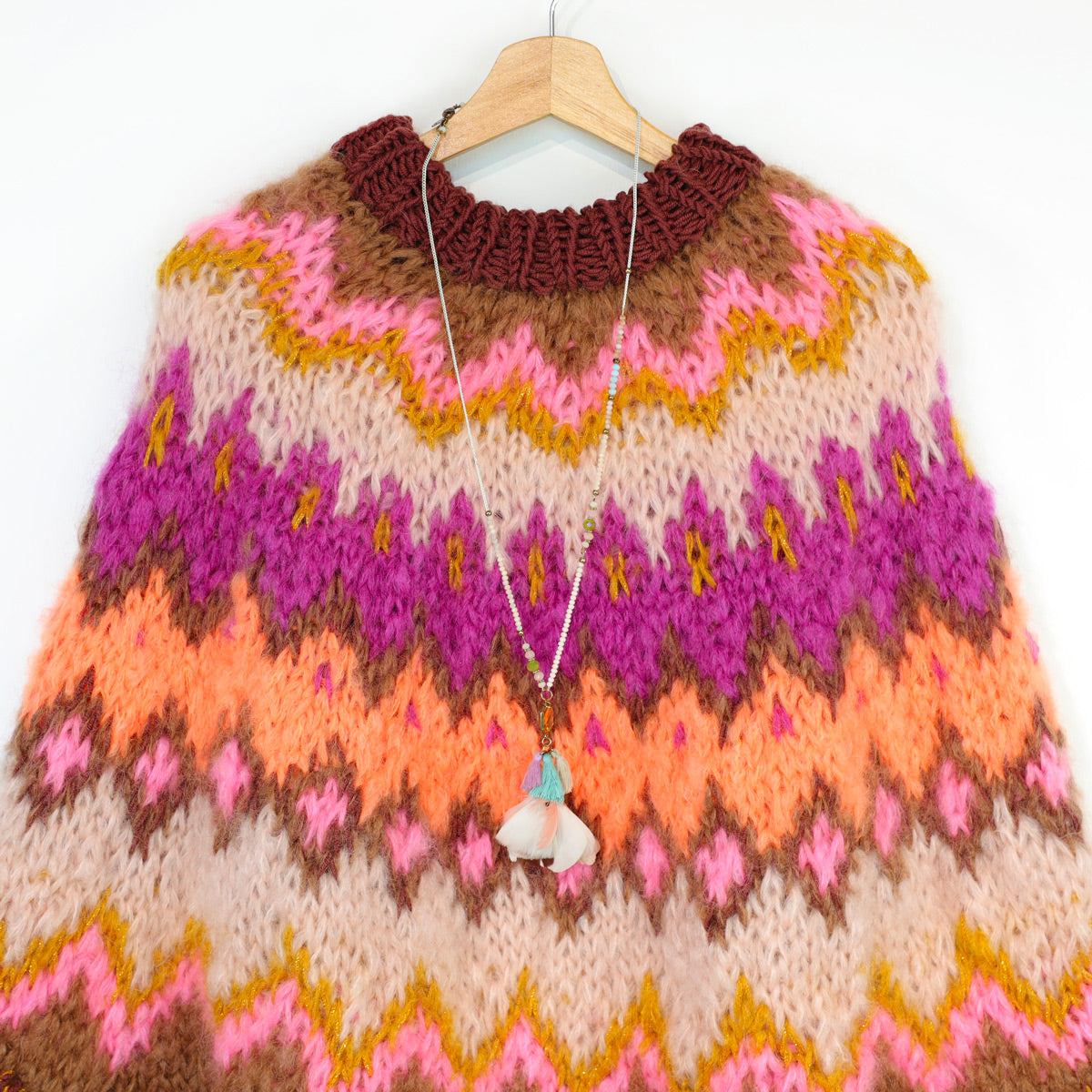 Strickset – MYPZ Chunky Topdown Mohairponcho Brownberry Nr. 12 (ENG-DE-NL-ES-FR-IT-DA-SV-NO)