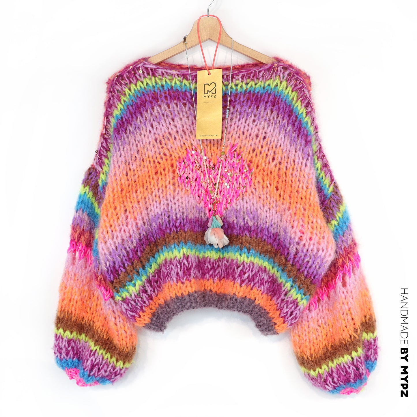 Strickset – MYPZ Kurze Chunky Pullover Neon Hearts No15 (ENG-NL-DE)
