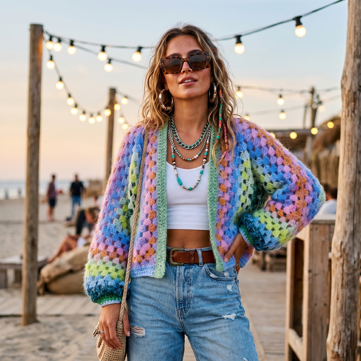 MYPZ Chunky-Mohair-Cardigan Lemon Garden