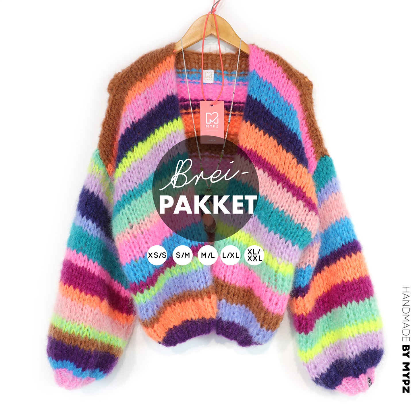 Strickset – Chunky Mohair Cardigan Rainbow Medley No.12 (ENG-NL-DE)