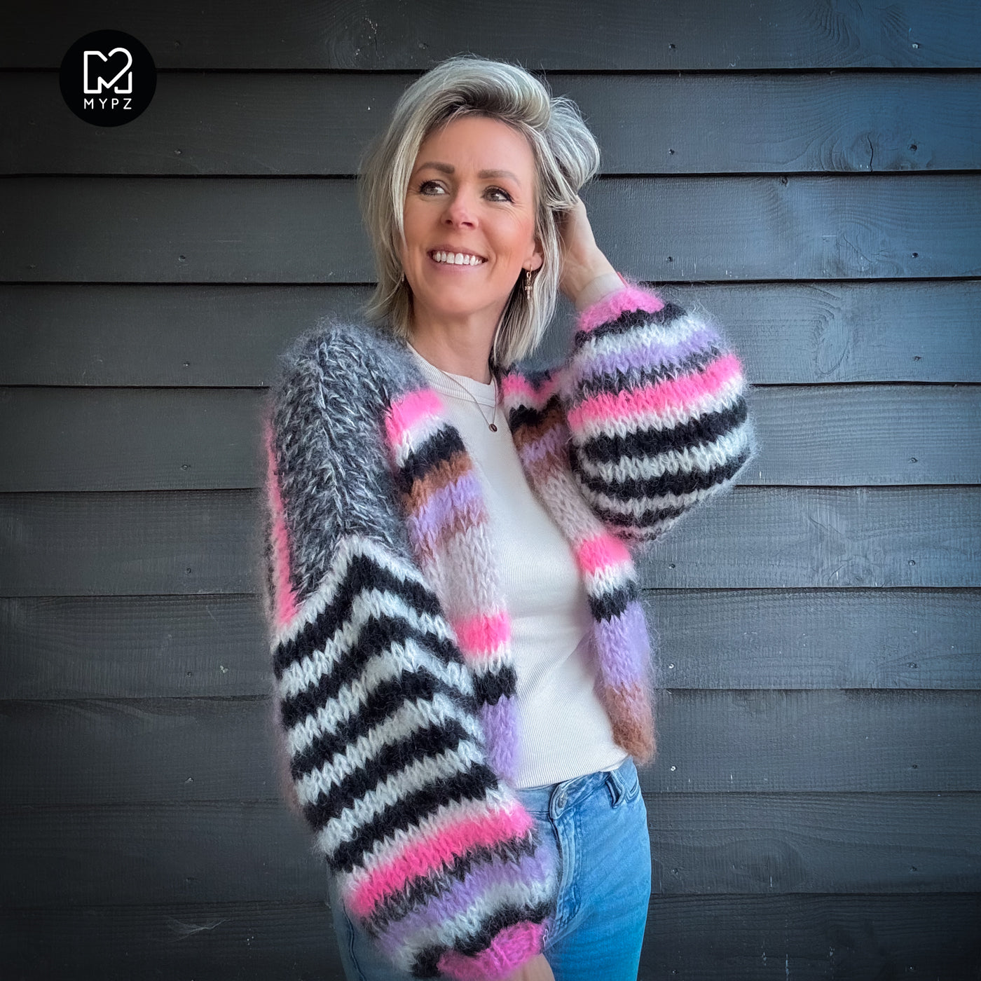 Strickset – Short Chunky Mohair Cardigan Alex No.12 (ENG-NL-DE)