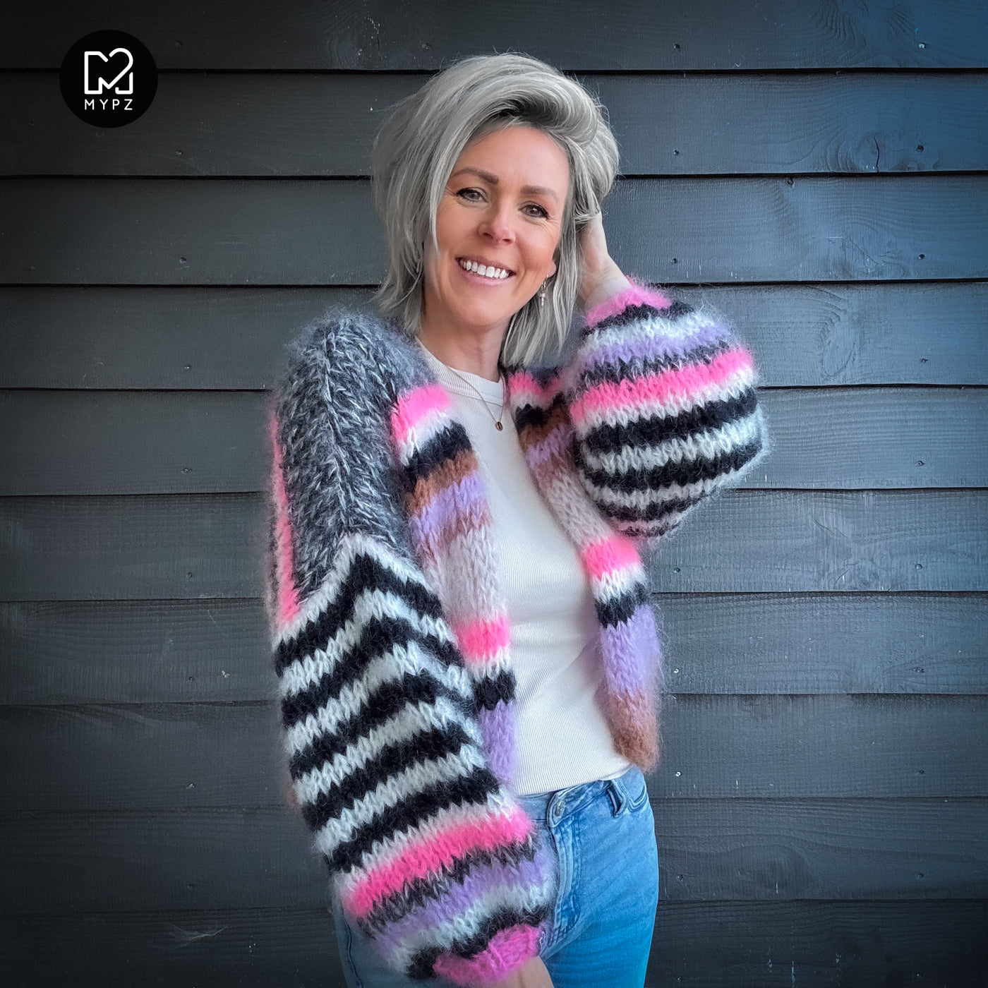 Strickset – Short Chunky Mohair Cardigan Alex No.12 (ENG-NL-DE)