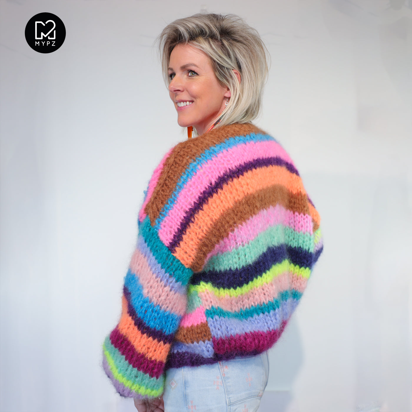 Strickanleitung – Chunky Mohair Cardigan Rainbow Medley No.12 (ENG-NL-DE)