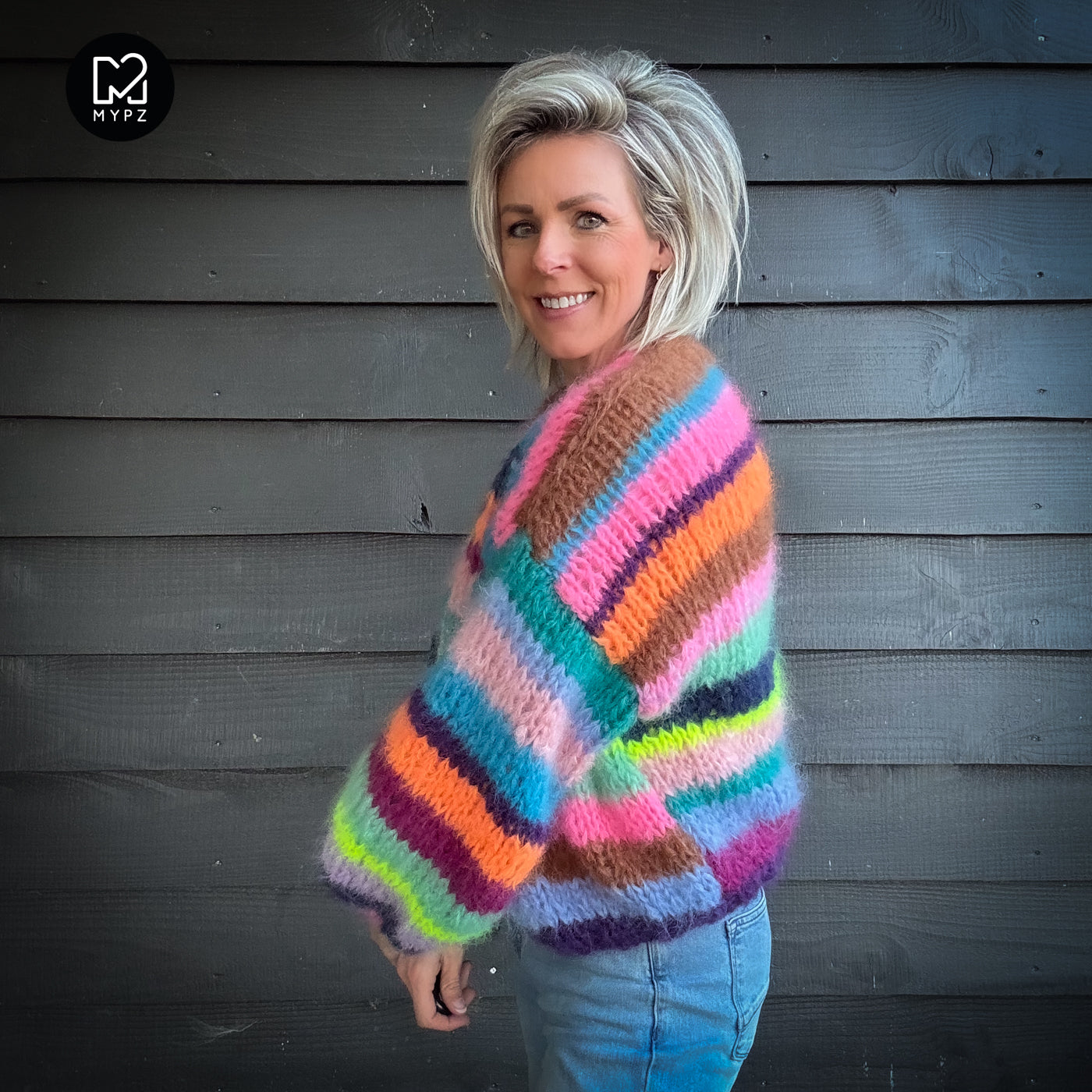 Strickanleitung – Chunky Mohair Cardigan Rainbow Medley No.12 (ENG-NL-DE)