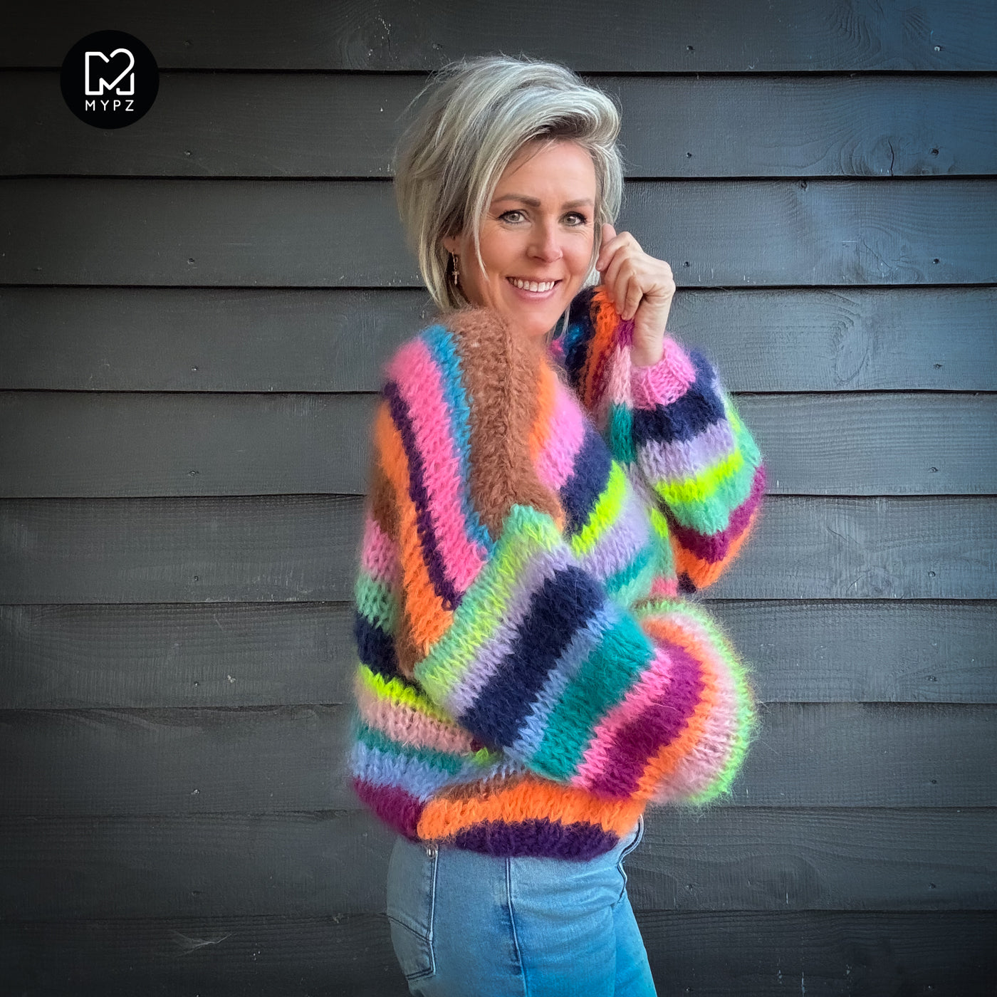 Strickanleitung – Chunky Mohair Cardigan Rainbow Medley No.12 (ENG-NL-DE)