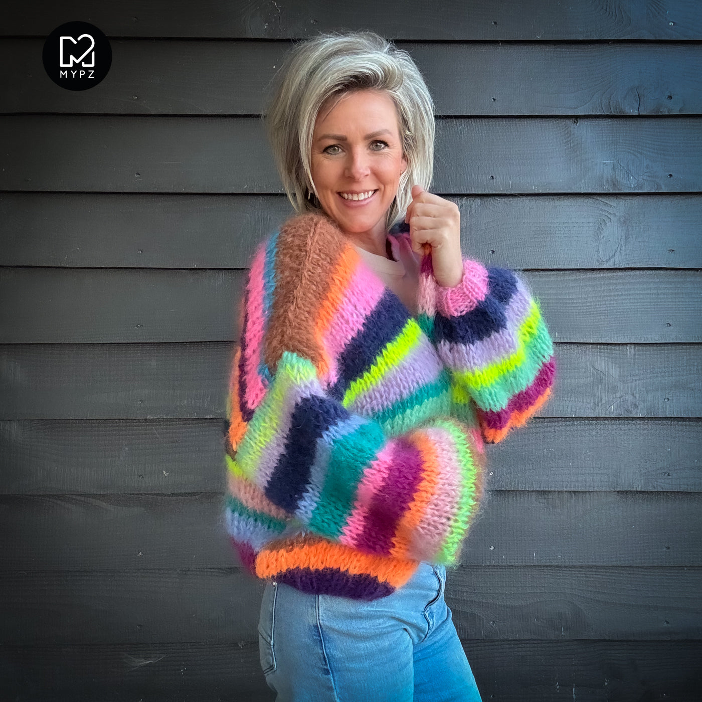 Strickanleitung – Chunky Mohair Cardigan Rainbow Medley No.12 (ENG-NL-DE)