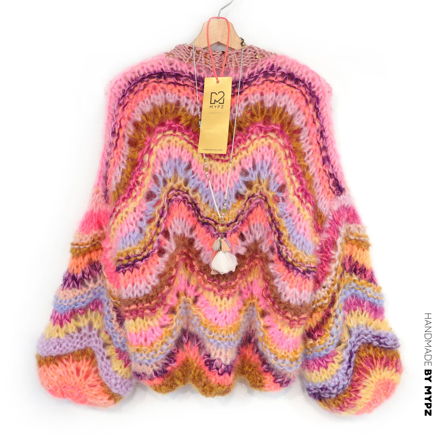Strickset – Chunky Mohair Pullover Colorflow Wave No.12 (ENG-NL-DE)