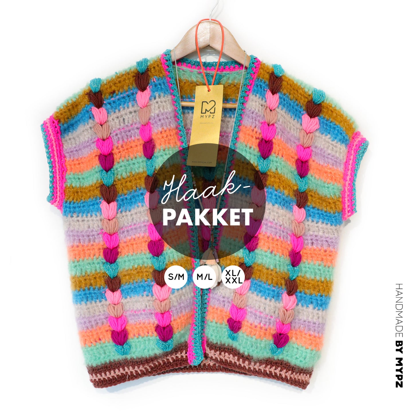 Häkelset - Chunky Mohair-merino weste Heartbeat (ENG-NL-DE)
