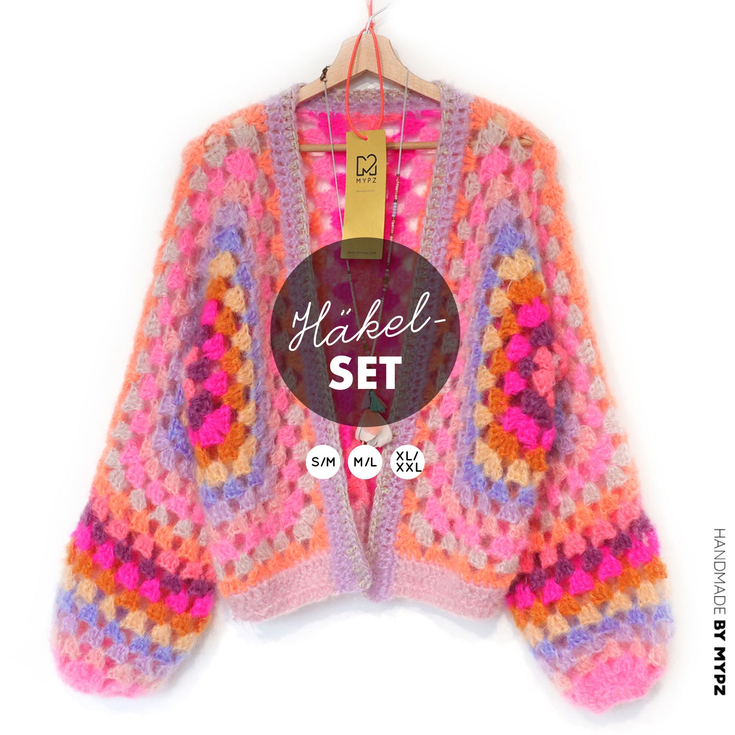 Häkelset - MYPZ Hexagon Cardigan Pink Vibes