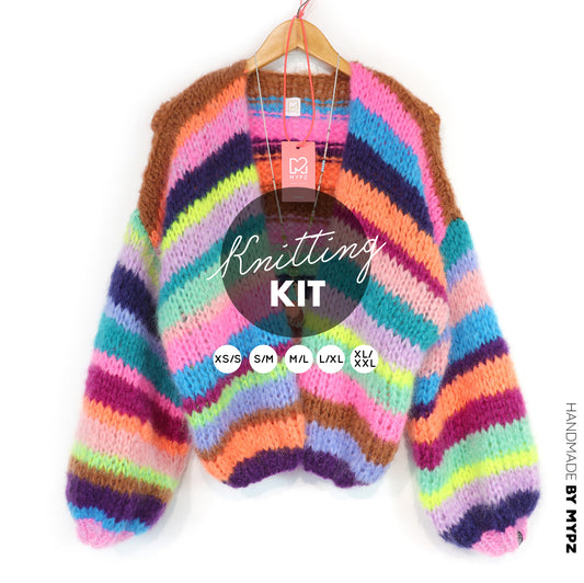 Strickset – Chunky Mohair Cardigan Rainbow Medley No.12 (ENG-NL-DE)