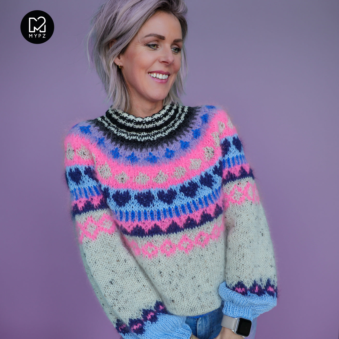 Strickset – MYPZ top-down sweater Blue Heart No6 (ENG-NL-DE)