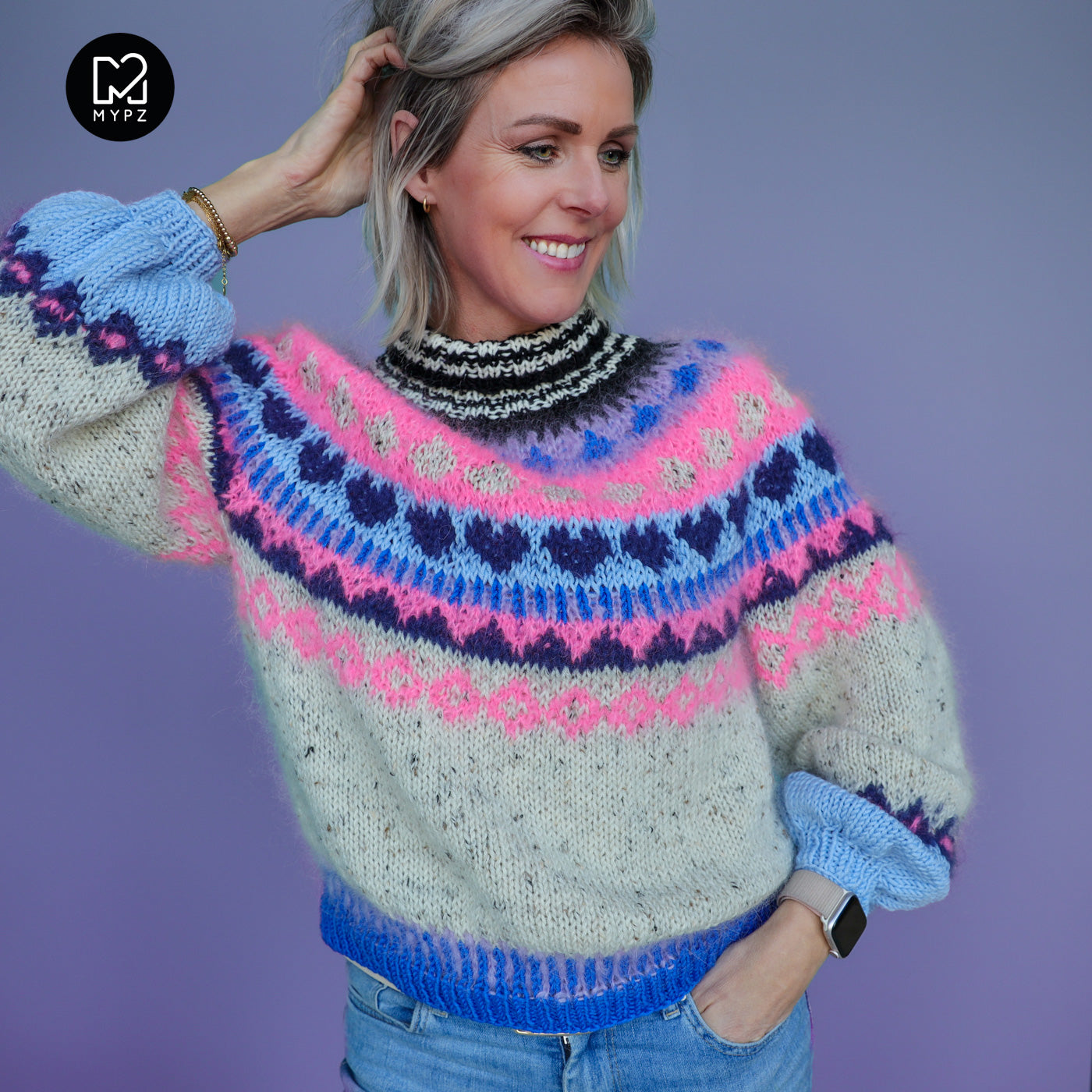 Strickanleitung – MYPZ top-down sweater Blue Heart No6 (ENG-NL-DE)