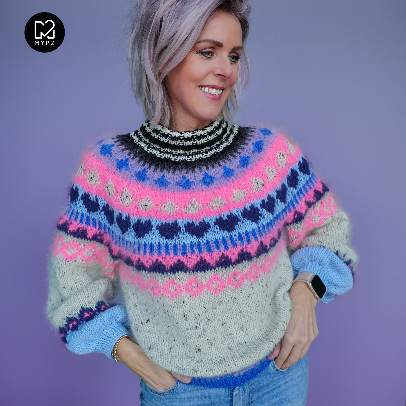 Strickanleitung – MYPZ top-down sweater Blue Heart No6 (ENG-NL-DE)