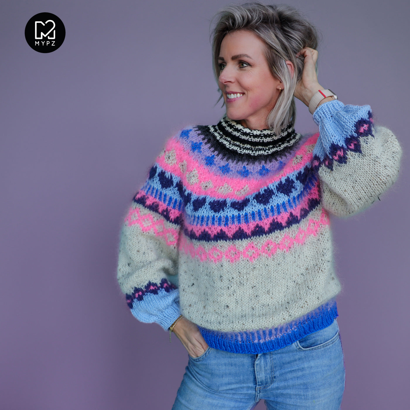 Strickanleitung – MYPZ top-down sweater Blue Heart No6 (ENG-NL-DE)