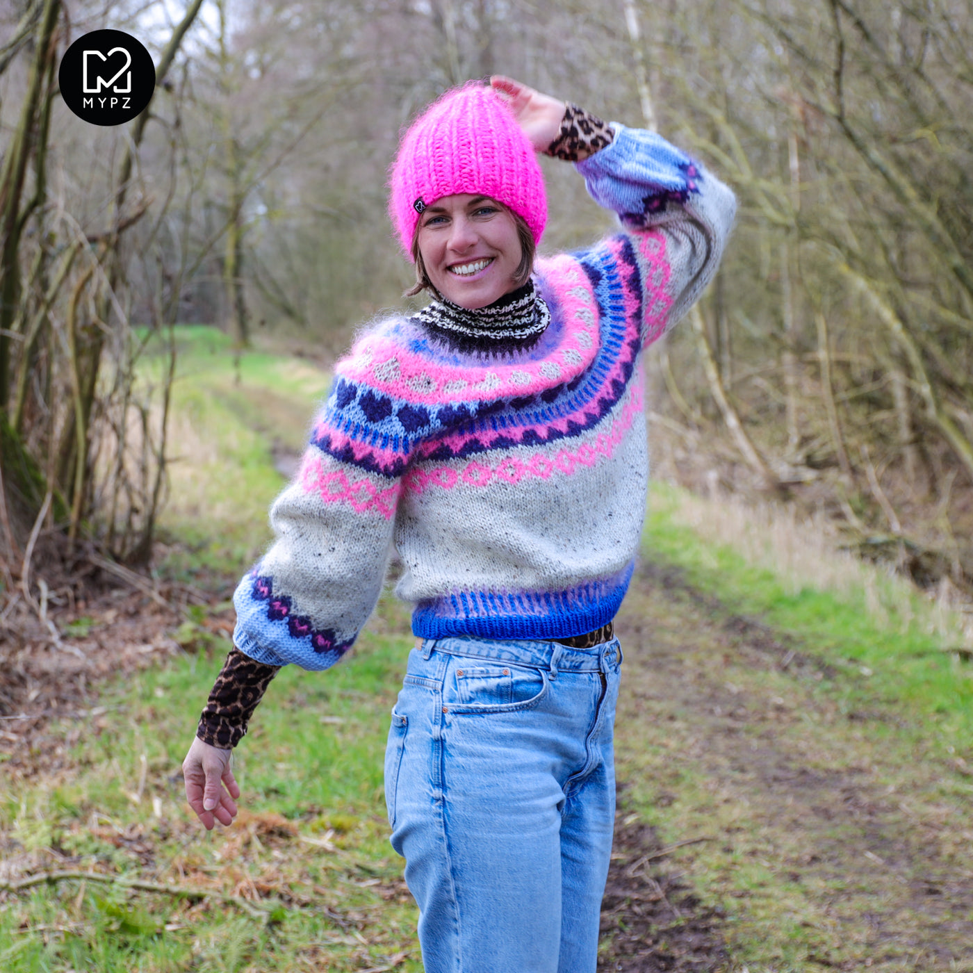 Strickset – MYPZ top-down sweater Blue Heart No6 (ENG-NL-DE)