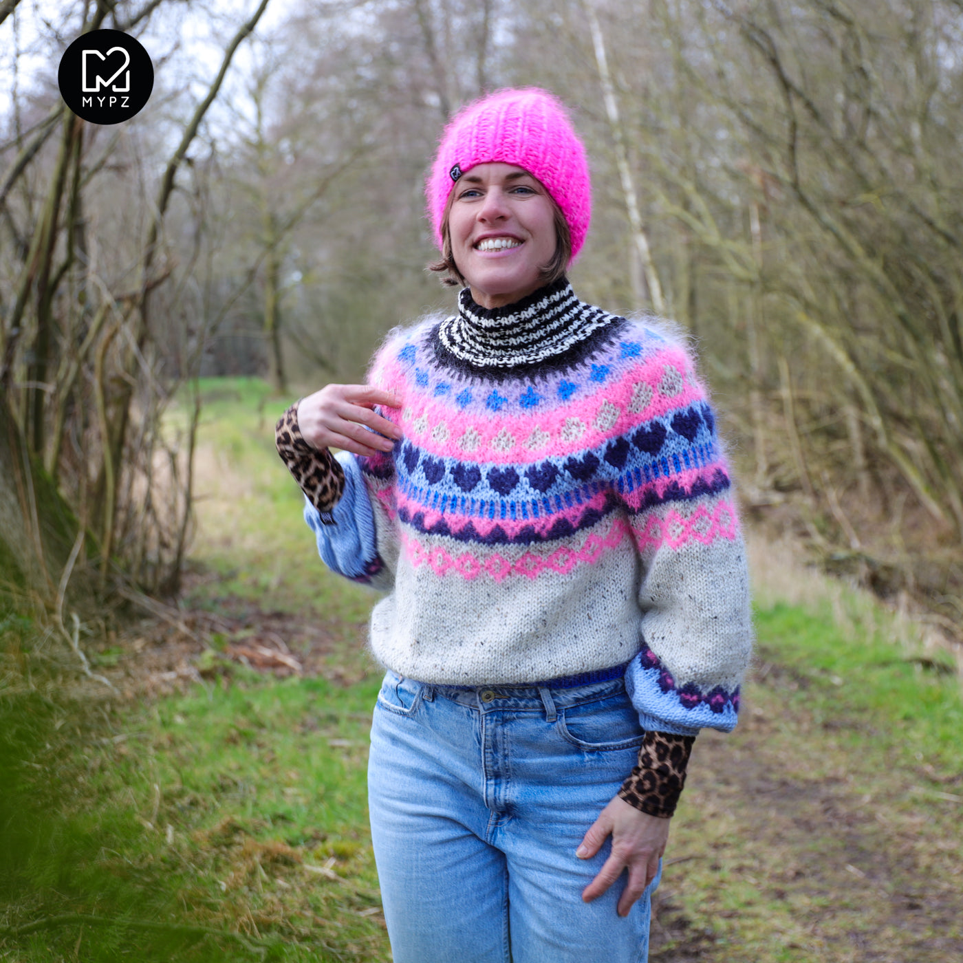 Strickset – MYPZ top-down sweater Blue Heart No6 (ENG-NL-DE)