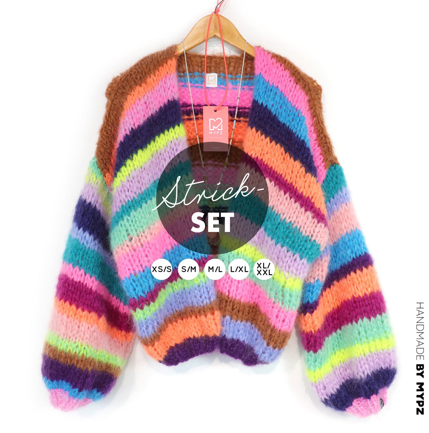 Strickset – Chunky Mohair Cardigan Rainbow Medley No.12 (ENG-NL-DE)