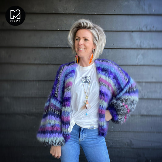 Knitting Kit – MYPZ Short Chunky Mohair Cardigan RAW Blue No.15 (ENG-NL)