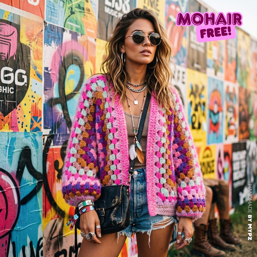 Häkelset - MYPZ Hexagon Cardigan Violet Pop (ENG-NL-DE)