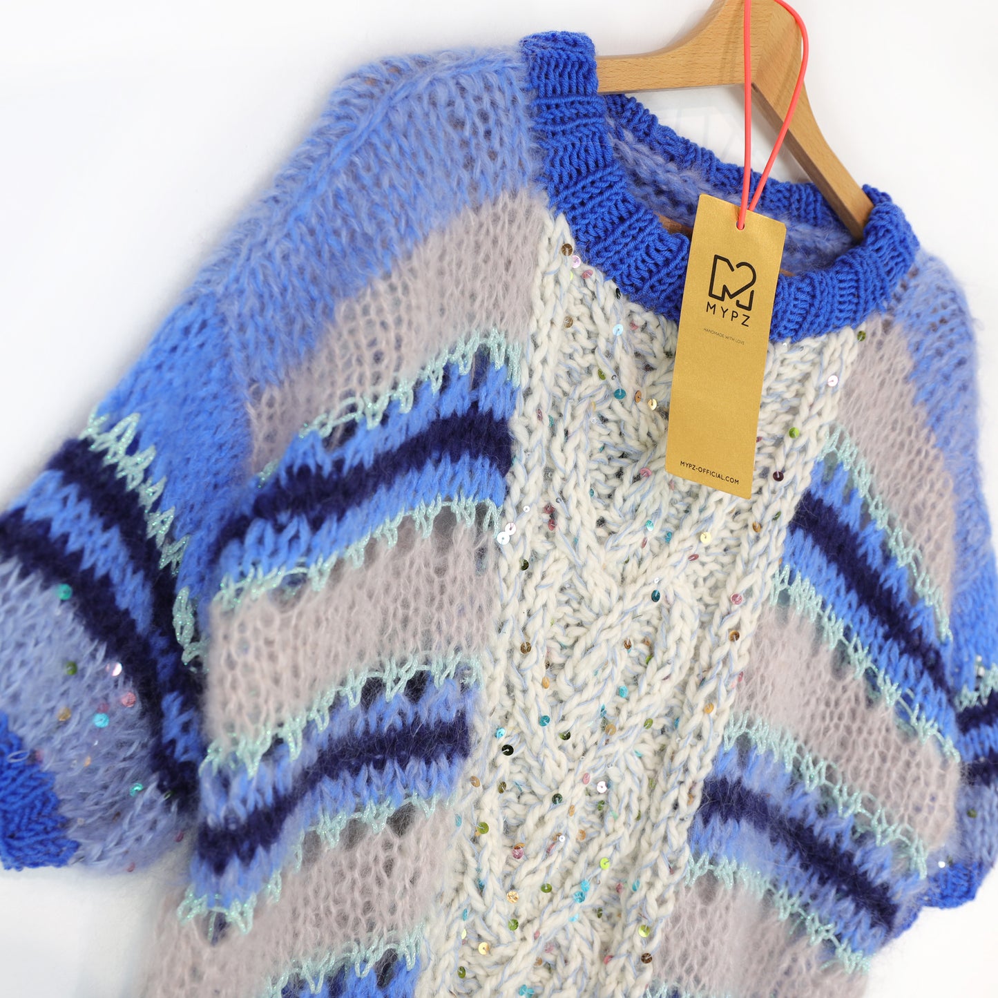 Strickanleitung – MYPZ  Light Alpaca Mohair Top Cable Heart Blue No10 (ENG-NL-DE)