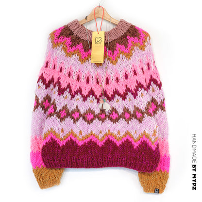 Strickanleitung – MYPZ Chunky Topdown Alpaca Pullover Himbeere Nr.12 (ENG-DE-NL-ES-FR-IT-DA-SV-NO)