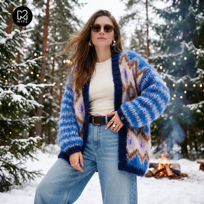 Strickanleitung – Chunky-Mohair-Jacke Alpine Breeze Nr.12 (ENG-DE-NL-ES-FR-IT-DA-SV-NO)