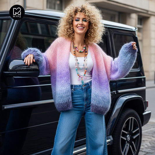 Strickset – MYPZ Kurze Chunky Mohair Cardigan Blue Sky No.15 (ENG-NL-DE)