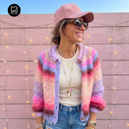 Strickset – MYPZ top-down bomber cardigan Blush en Rouge No10 (ENG-NL-DE)