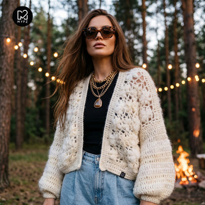 Häkelanleitung - MYPZ kurzer Bomber-Cardigan Wildflower (ENG-DE-NL-ES-FR-IT-DA-SV-NO)