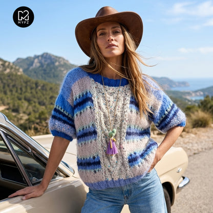 Strickanleitung – MYPZ  Light Alpaca Mohair Top Cable Heart Blue No10 (ENG-NL-DE)