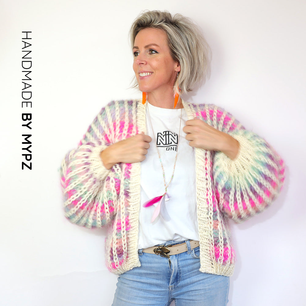 MYPZ Chunky Mohair Rib Cardigan Dusty Pink