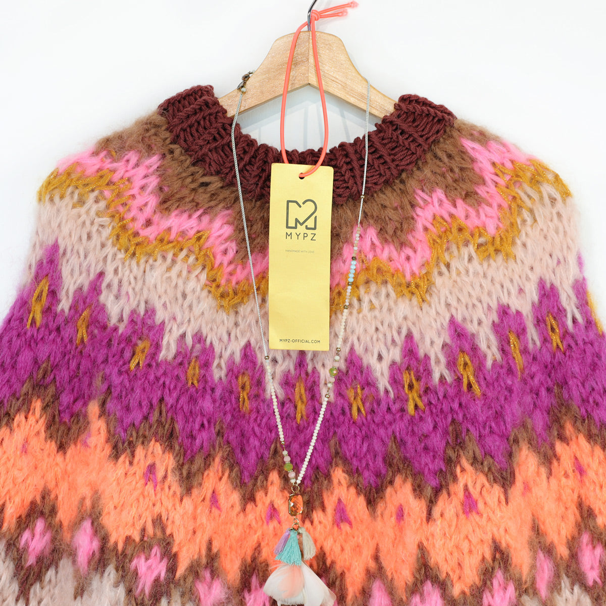Strickset – MYPZ Chunky Topdown Mohairponcho Brownberry Nr. 12 (ENG-DE-NL-ES-FR-IT-DA-SV-NO)