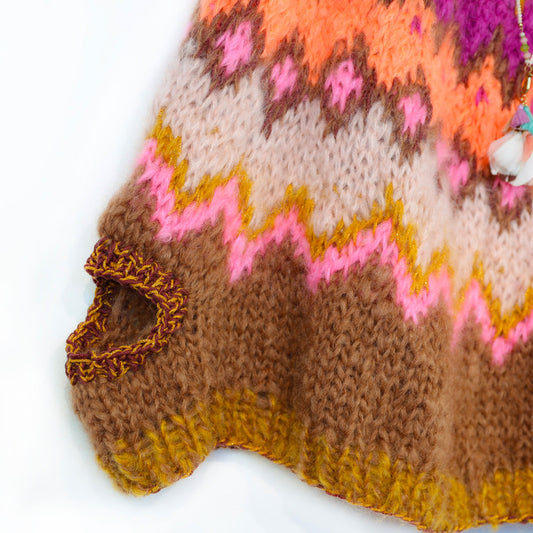 MYPZ  Chunky Topdown Mohair Poncho Brownberry