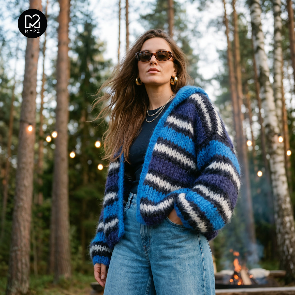 Strickmuster – MYPZ Hooded Chunky Mohair Bomber Cardigan Blue Nr.15 (ENG-DE-NL-ES-FR-IT-DA-SV-NO)