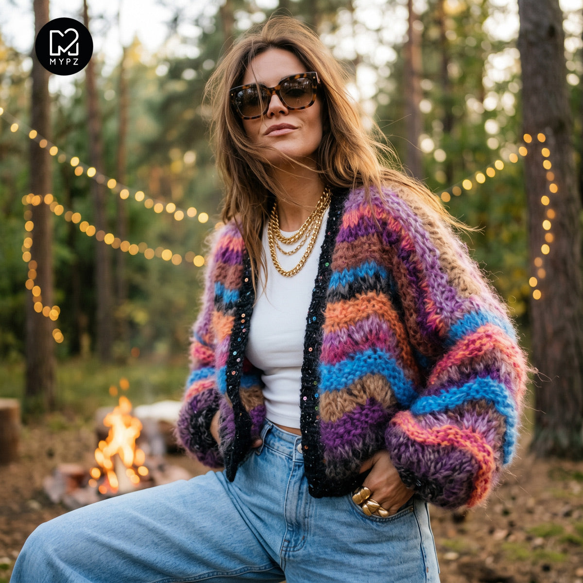 Strickmuster – Kurzer Chunky-Mohair-Cardigan Maple Wave Nr.12 (ENG-DE-NL-ES-FR-IT-DA-SV-NO)