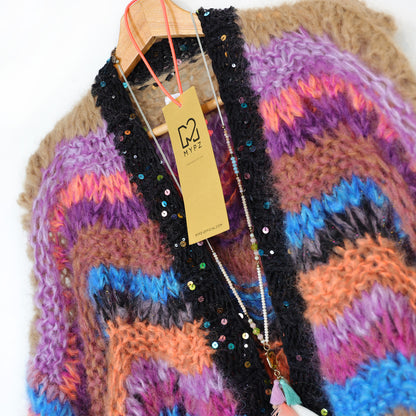 Strickmuster – Kurzer Chunky-Mohair-Cardigan Maple Wave Nr.12 (ENG-DE-NL-ES-FR-IT-DA-SV-NO)