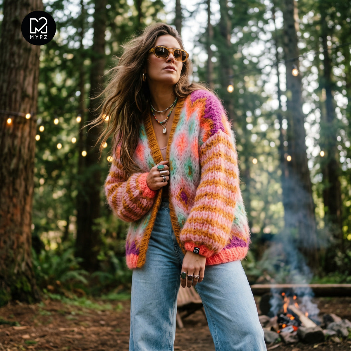 Strickanleitung – Grobstrickjacke aus Mohair Flora Nr. 12 (ENG-DE-NL-ES-FR-IT-DA-SV-NO)