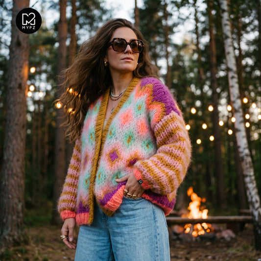 Knitting Kit – Chunky Mohair Jacket Flora No.12 (ENG-DE-NL-ES-FR-IT-DA-SV-NO)