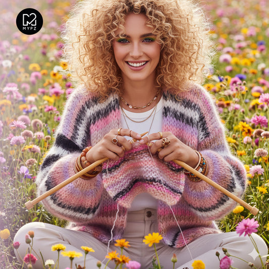 Strickset – MYPZ Chunky Mohair Cardigan Funky Caramel No.15 (ENG-NL-DE)