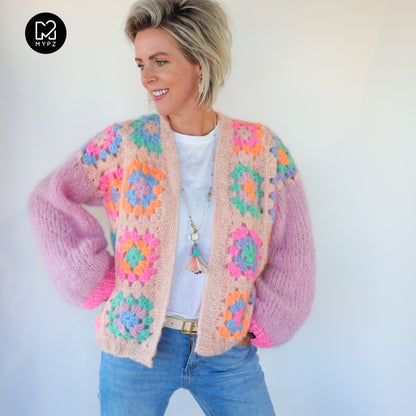 Häkelset - MYPZ Granny square mohair cardigan Marshmallow (ENG-NL-DE)