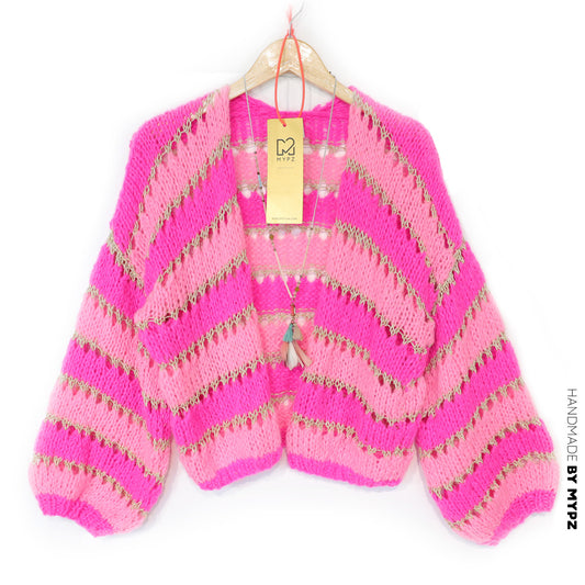 Strickset – MYPZ Light Alpaka Cardigan Neon Blush No. 10