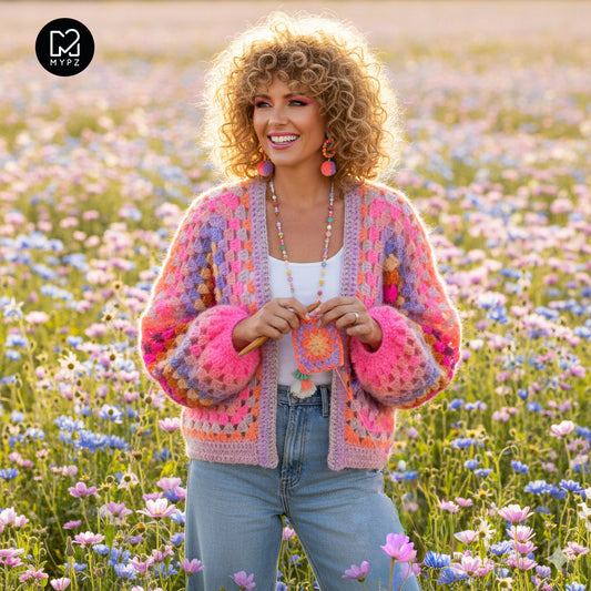 Häkelset - MYPZ Hexagon Cardigan Pink Vibes