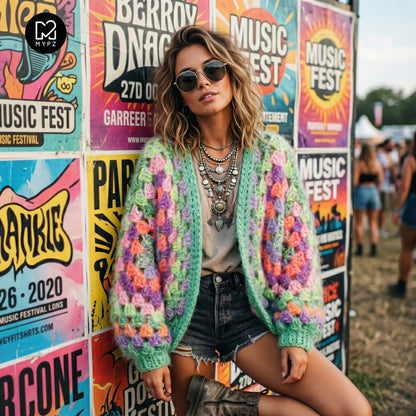 Häkelanleitung - MYPZ Chunky Hexagon Cardigan Pistachio (ENG-NL-DE)