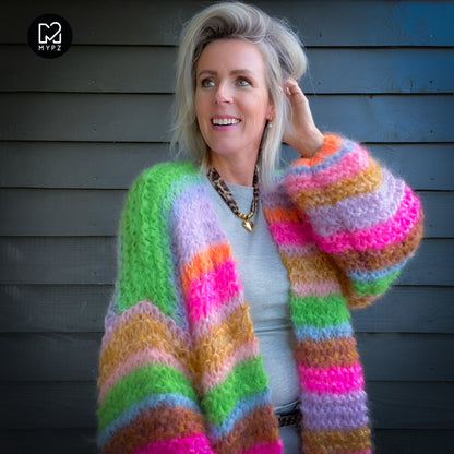 Strickset – MYPZ Chunky Mohair Cardigan Rainbow Sorbet No.15 (ENG-NL-DE)