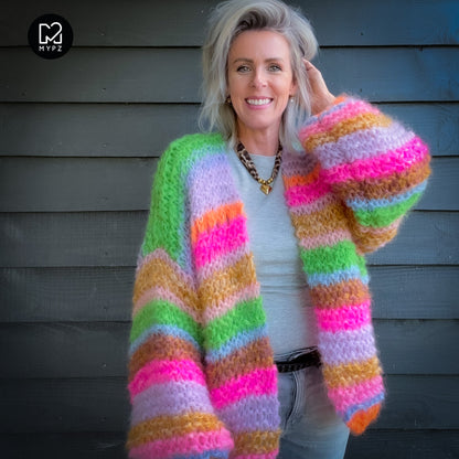Strickset – MYPZ Chunky Mohair Cardigan Rainbow Sorbet No.15 (ENG-NL-DE)