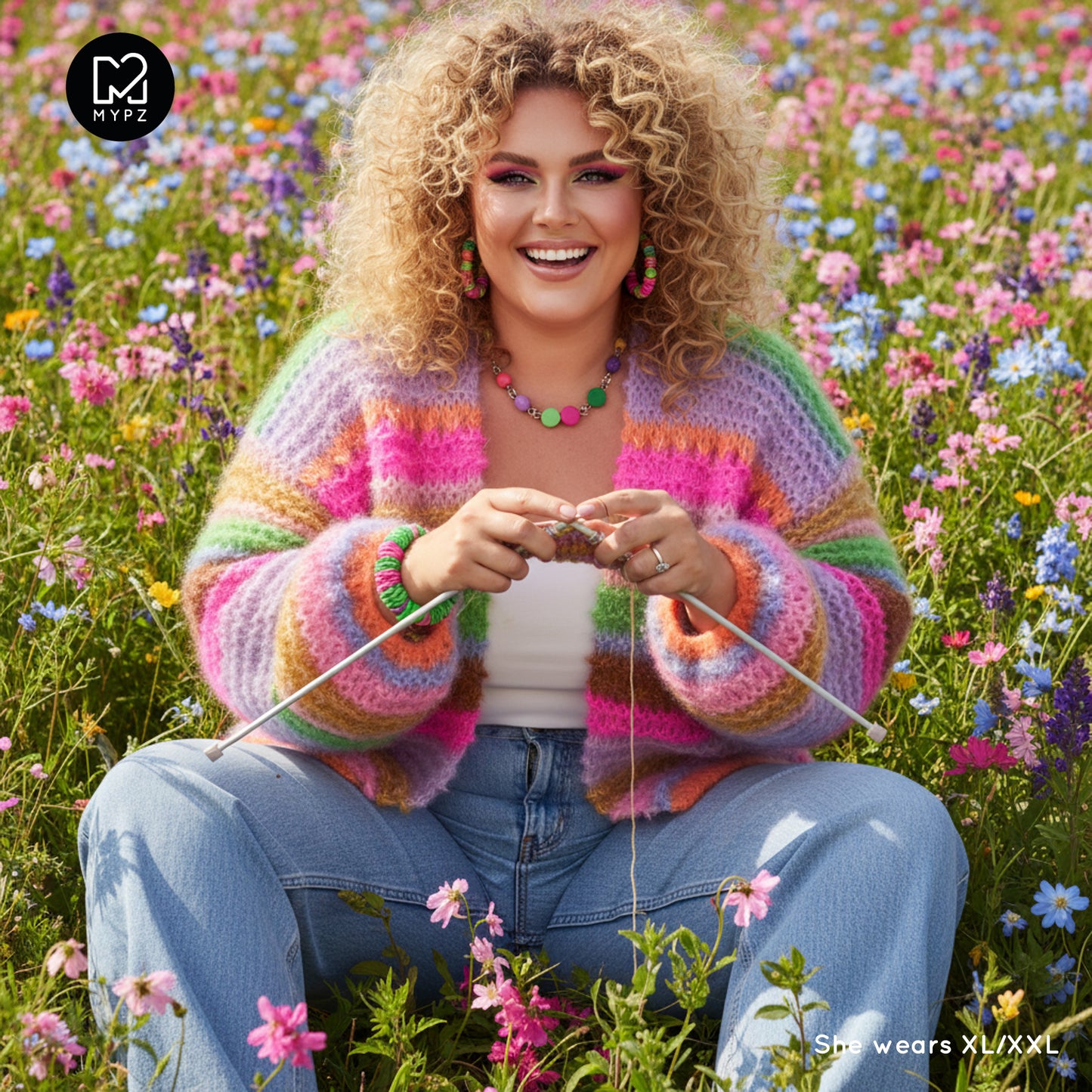 Strickset – MYPZ Chunky Mohair Cardigan Rainbow Sorbet No.15 (ENG-NL-DE)